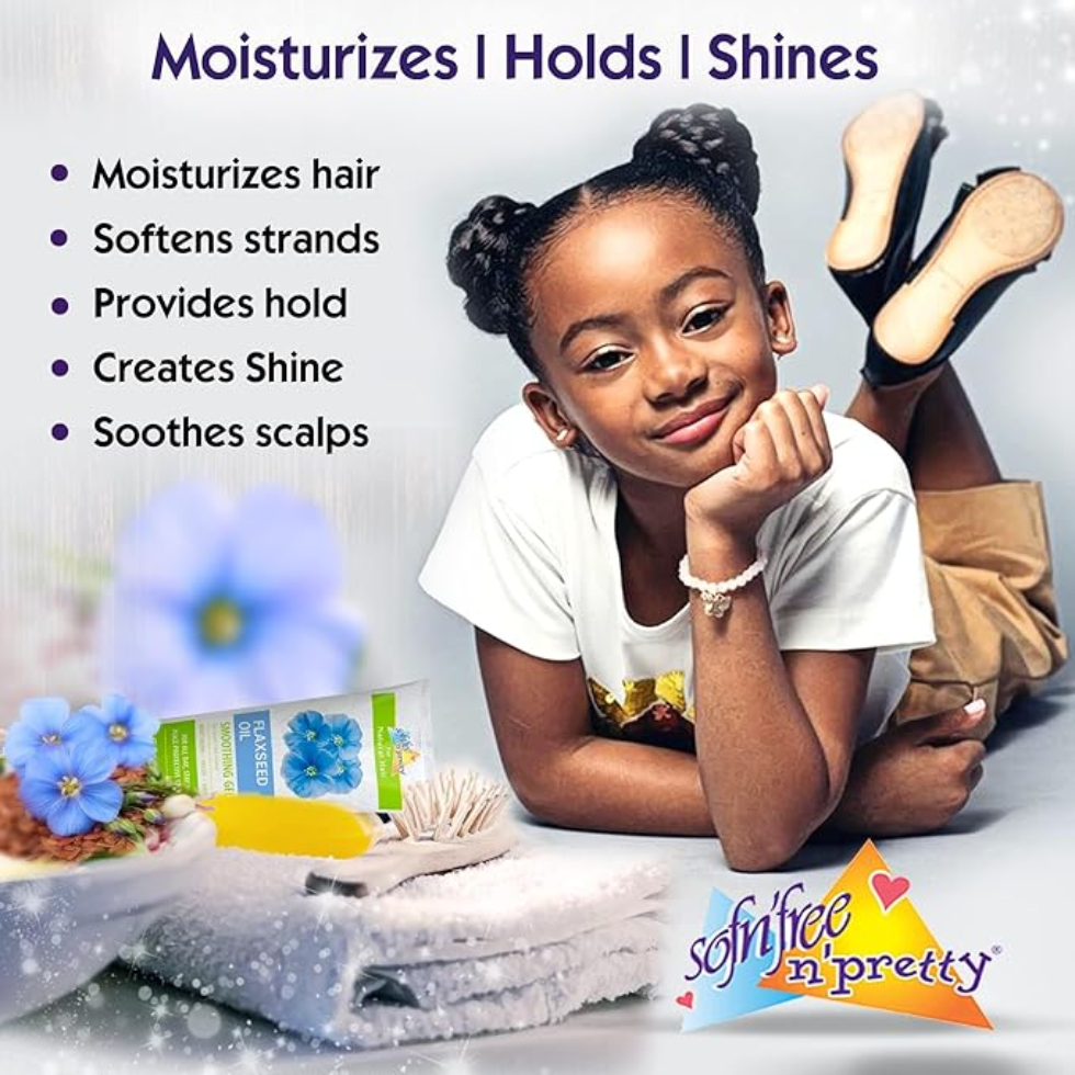 sofn free n pretty flaxseed oil smoothing gel 250ml for all day hold frizz control shine smooth styling hair gel