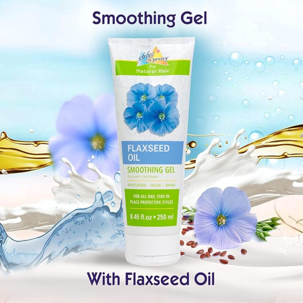 sofn free n pretty flaxseed oil smoothing gel 250ml for all day hold frizz control shine smooth styling hair gel