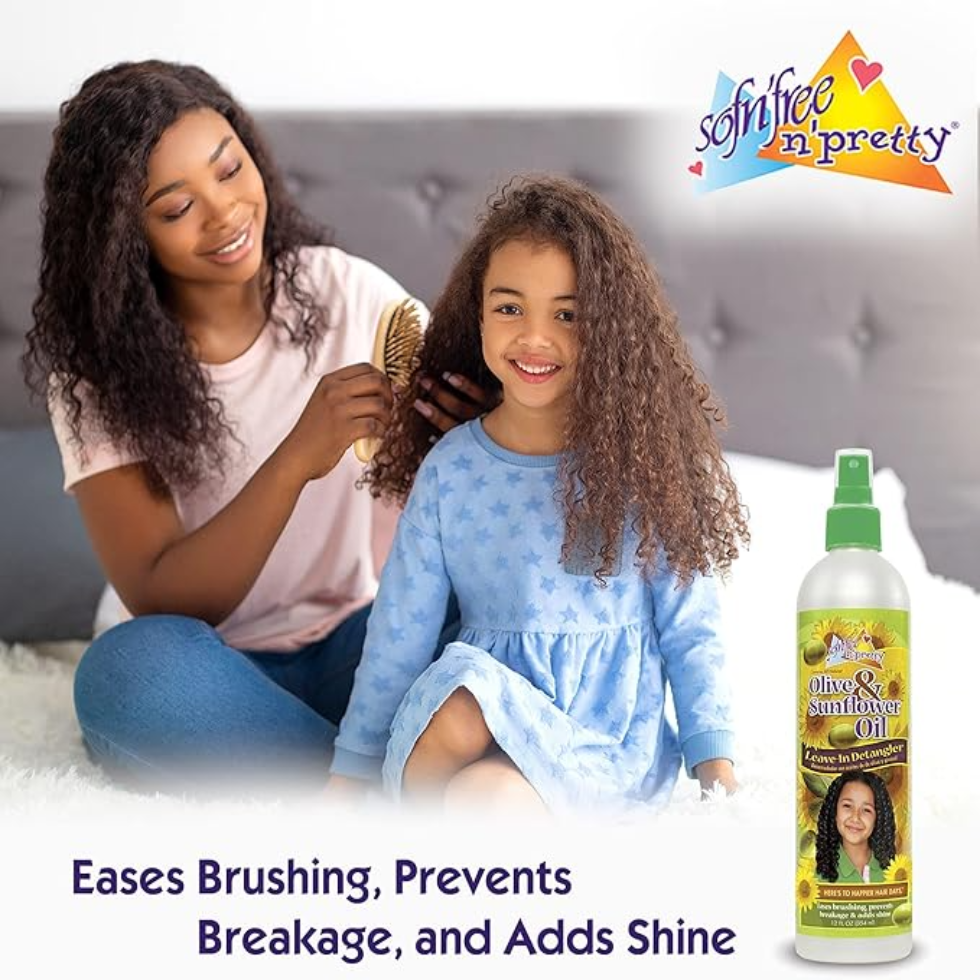 sofn free n pretty olive and sunflower leave in detangler 12oz for curls shine smooth frizz free hair