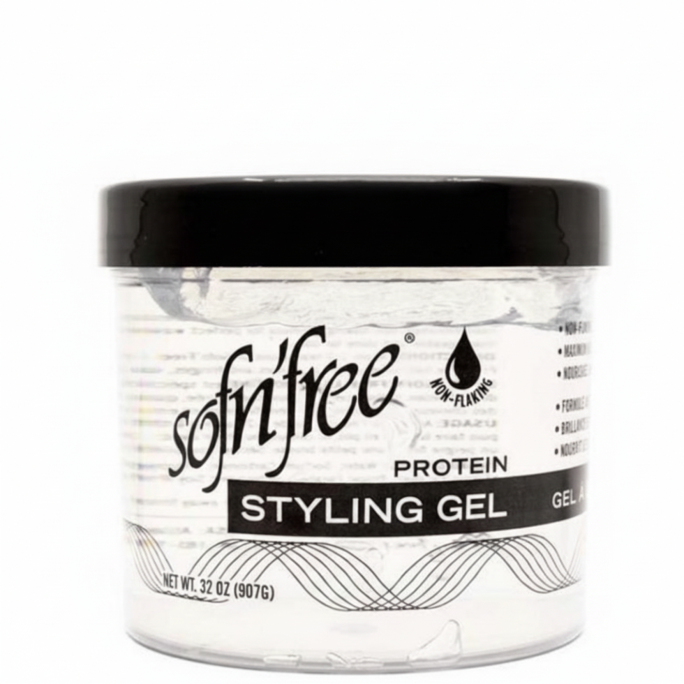 sofnfree protein styling gel clear 907ml maximum hold no flakes frizz control hair styling gel