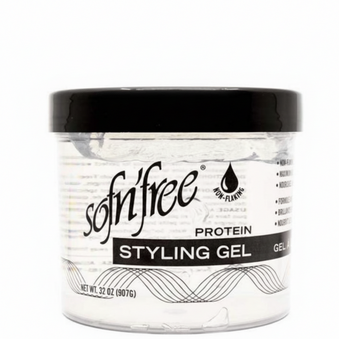 sofnfree protein styling gel clear 907ml maximum hold no flakes frizz control hair styling gel