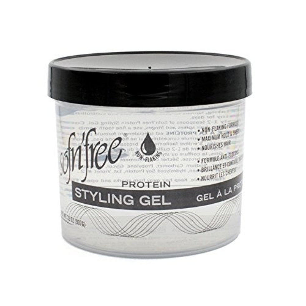 Sofnfree protein non-flaking styling gel clear with maximum hold