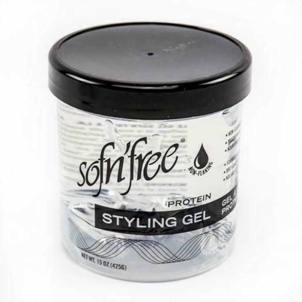 Sofnfree protein styling gel maximum hold and shine for all hair types