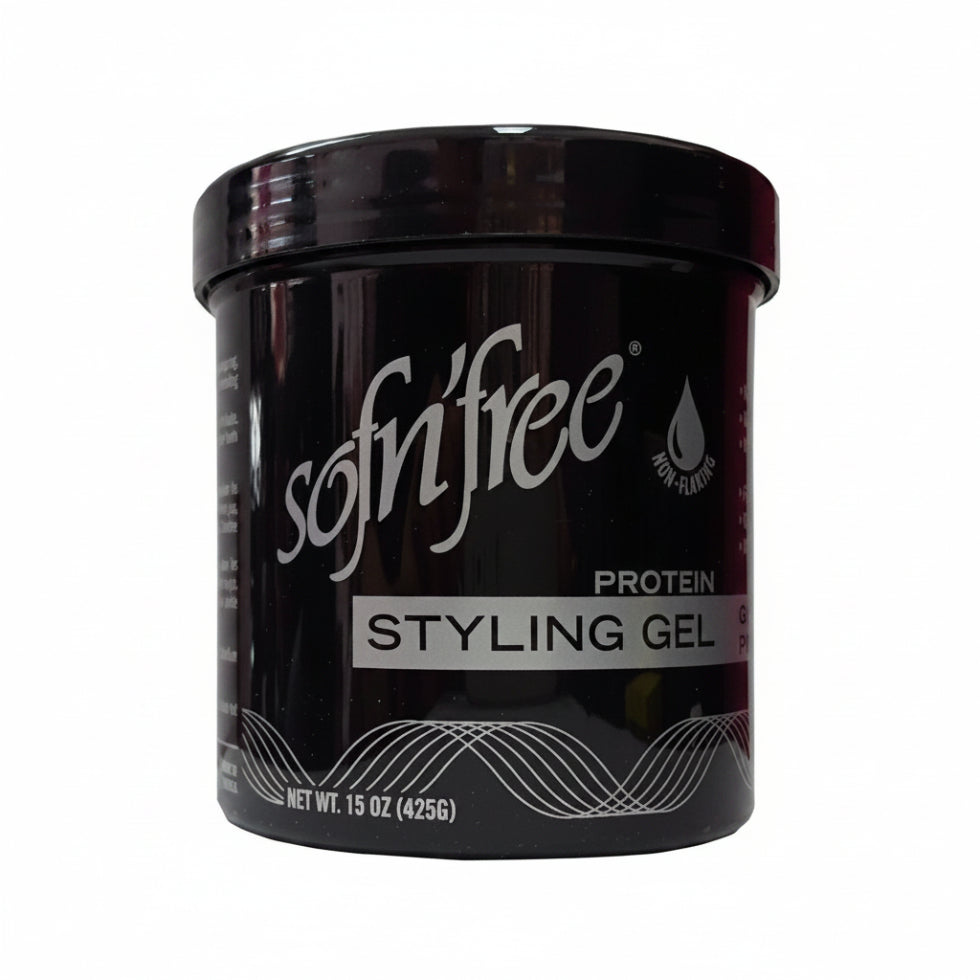 Sofnfree protein styling gel maximum hold and shine for all hair types