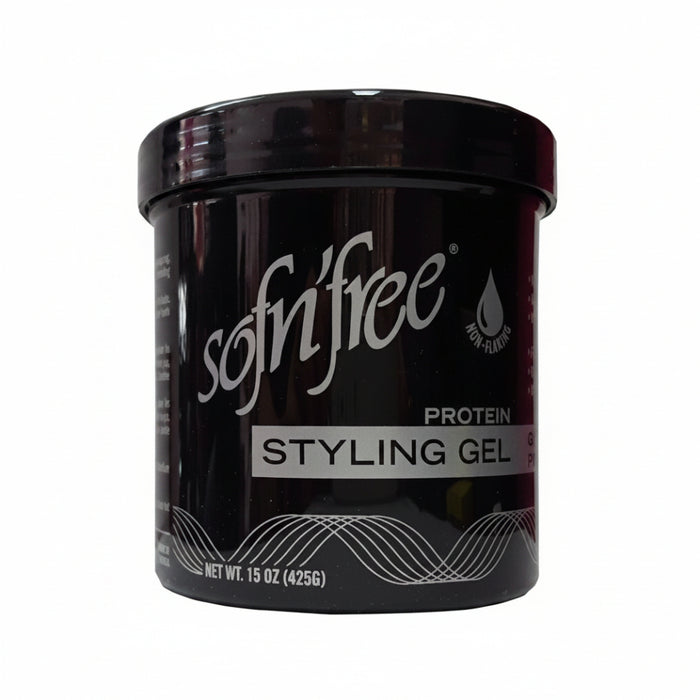 Sofnfree protein styling gel maximum hold and shine for all hair types