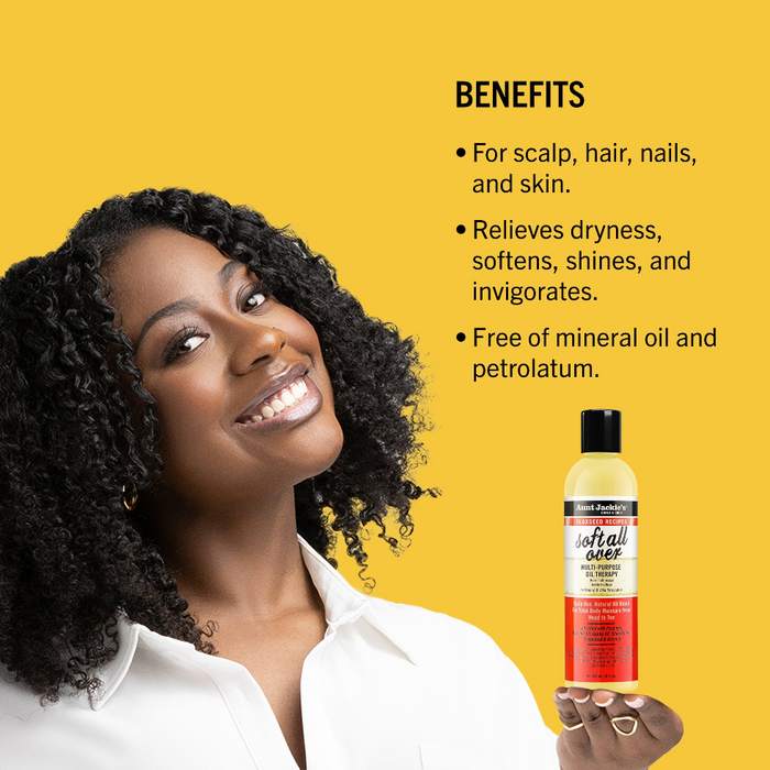 Aunt Jackie’s Soft All Over Multi-Purpose Oil 8oz | Hair & Skin Oil Therapy