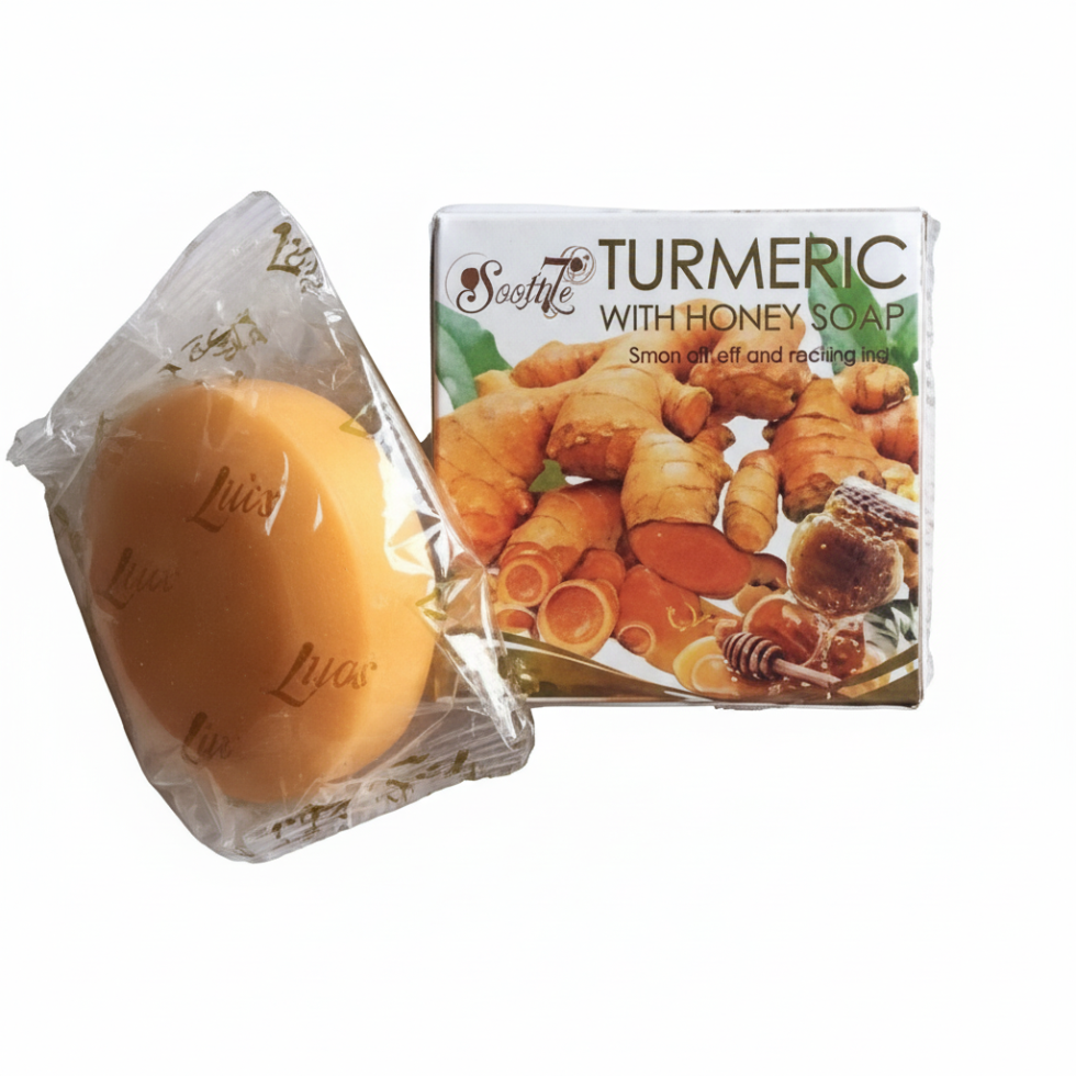 Soft 7 turmeric honey soap for brightening acne care face and body smooth glowing skin