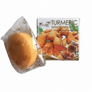 Soft 7 turmeric honey soap for brightening acne care face and body smooth glowing skin