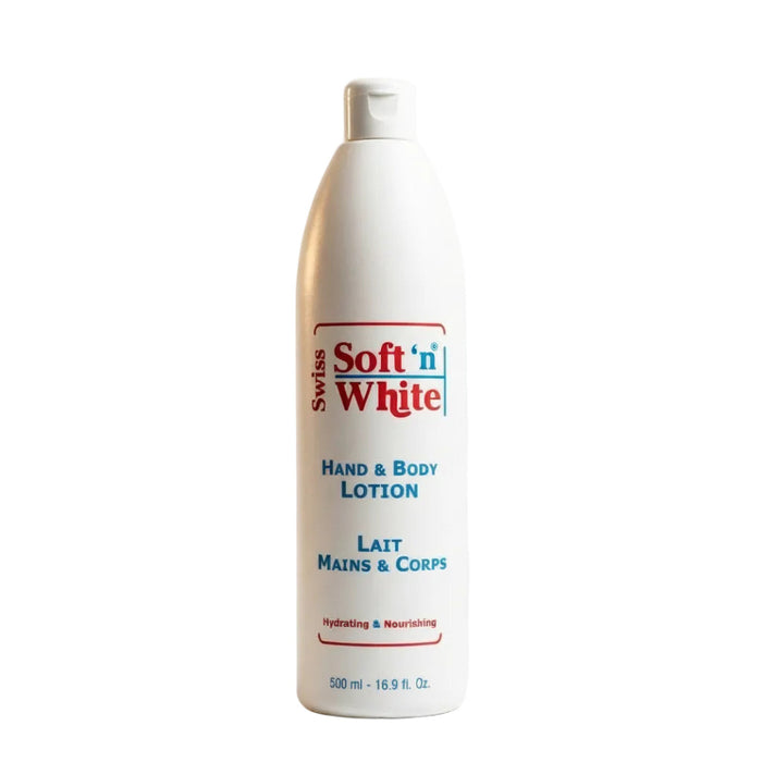 Swiss hand and body lotion hydrates and softens skin for smooth radiant glow