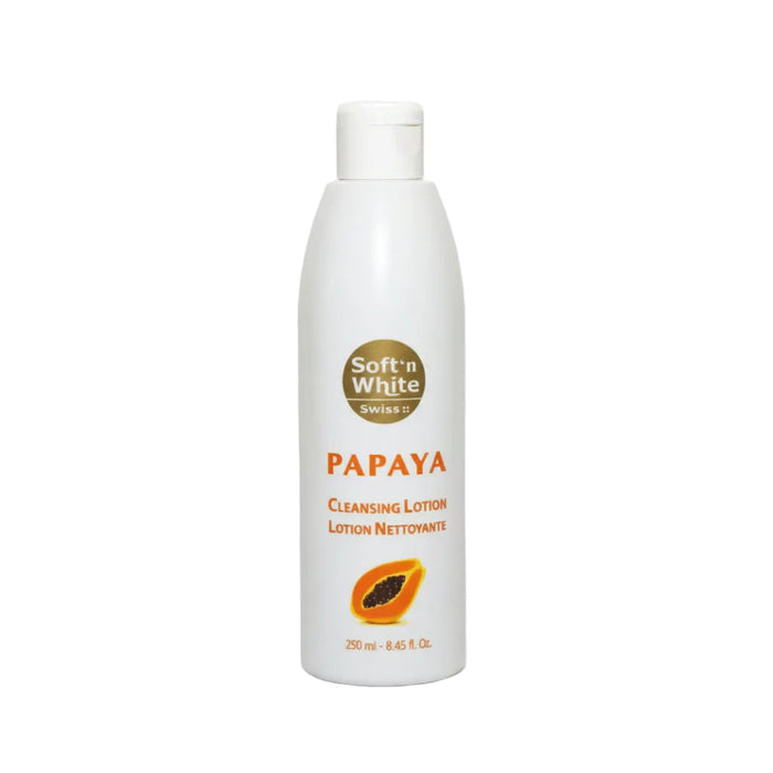 Swiss papaya cleansing lotion gently removes impurities and brightens skin for fresh glow