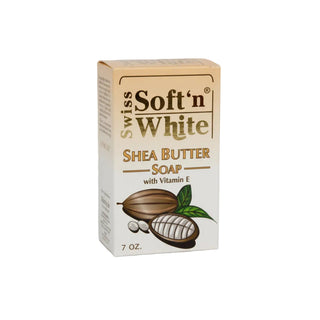 Swiss shea butter soap with vitamin E nourishes and softens skin for smooth natural glow