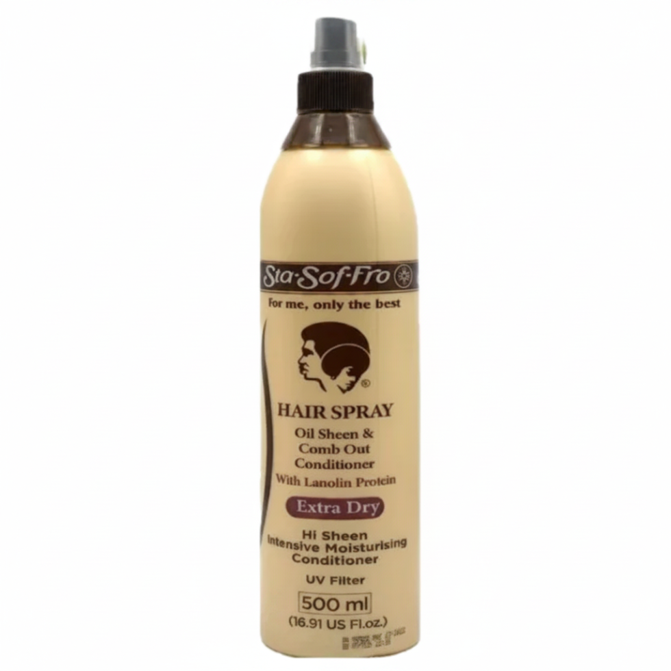 sta sof fro hair spray oil sheen comb out conditioner extra dry 500ml detangling and frizz control hair care