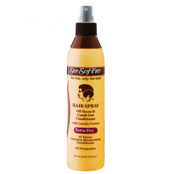 Sta-Sof-Fro Oil Sheen Comb Out Extra Dry Spray 250ml | Lightweight Shine & Hold