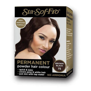 Sta-Sof-Fro 75 brown black powder hair colour natural blend long lasting shine grey coverage salon finish hair