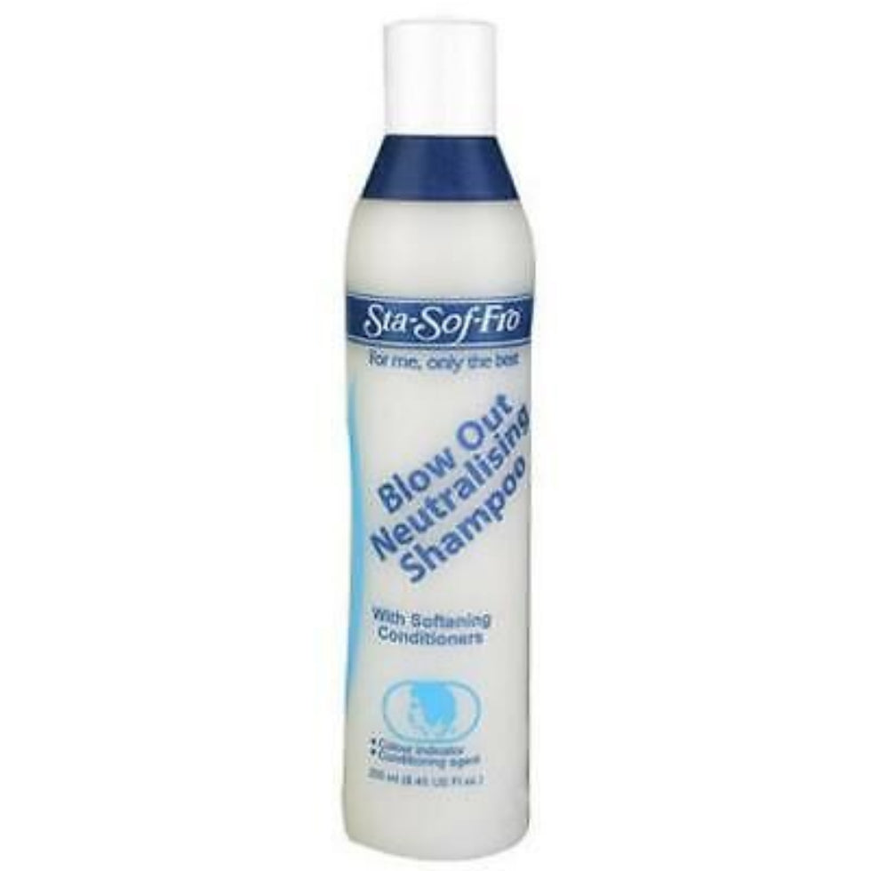 sta sof fro blow out neutralising shampoo 250ml restores natural ph balance after relaxer treatment
