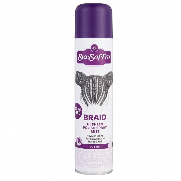 sta sof fro braid hi sheen polish spray mist 325ml shine moisture hair care for braids and protective styles