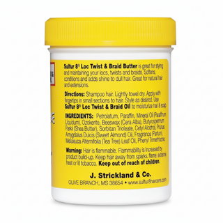 sulfur8 loc twist braid butter 4oz moisturizing hair butter for shine softness frizz control protective styles