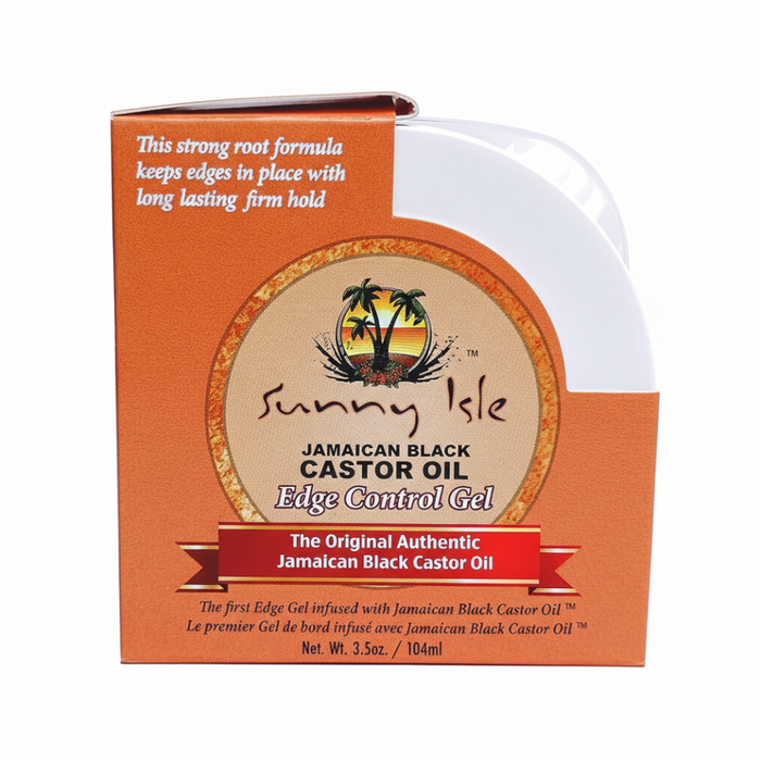 Sunny Isle Black Castor Oil Edge Control Gel 3.5oz | Strong Hold & Shine