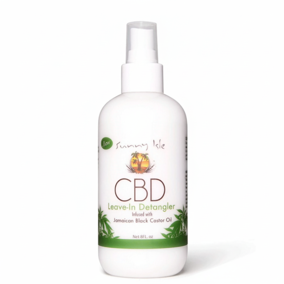 Sunny Isle cbd leave in detangler 8oz jamaican black castor oil strength shine hair care spray