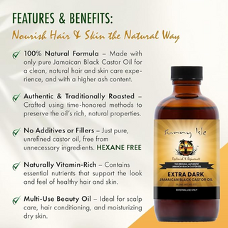 sunny isle extra dark jamaican black castor oil 4oz hair growth strengthening scalp oil