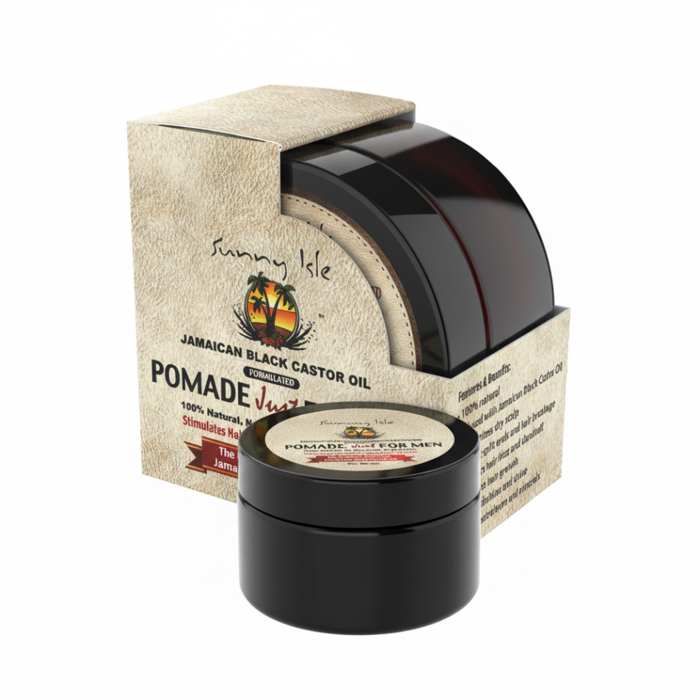 Sunny Isle jamaican black castor oil pomade for men 4oz strength shine hair styling grooming pomade