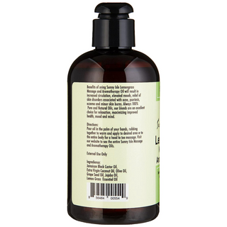 sunny isle lemongrass massage aromatherapy oil 8oz relaxing nourishing body oil