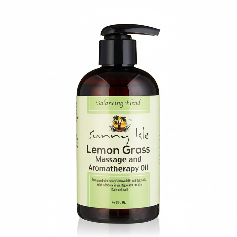 sunny isle lemongrass massage aromatherapy oil 8oz relaxing nourishing body oil