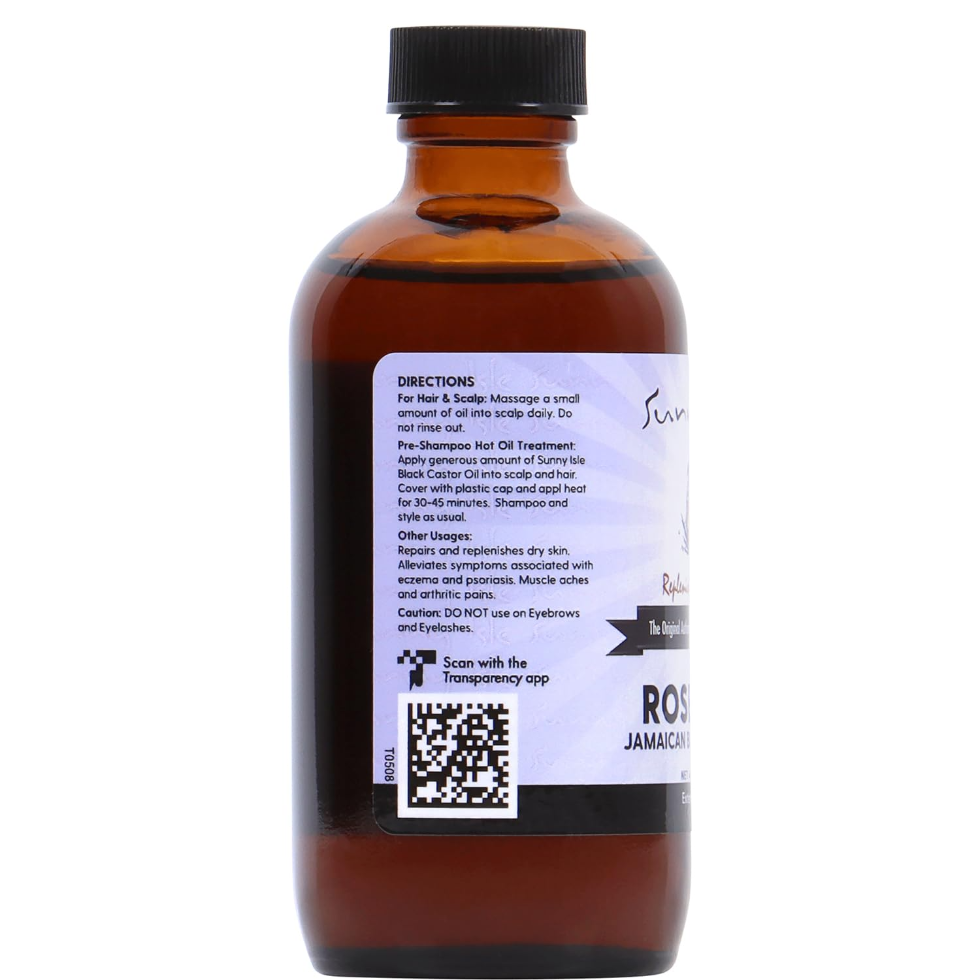 sunny isle rosemary jamaican black castor oil 118ml hair growth scalp strengthening oil