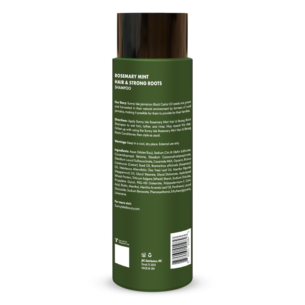Sunny Isle rosemary mint hair strong roots shampoo 354ml castor oil scalp care strengthening hair shampoo