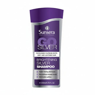 Sunséra Go silver brightening shampoo anti brass purple shampoo for blonde grey shiny hair