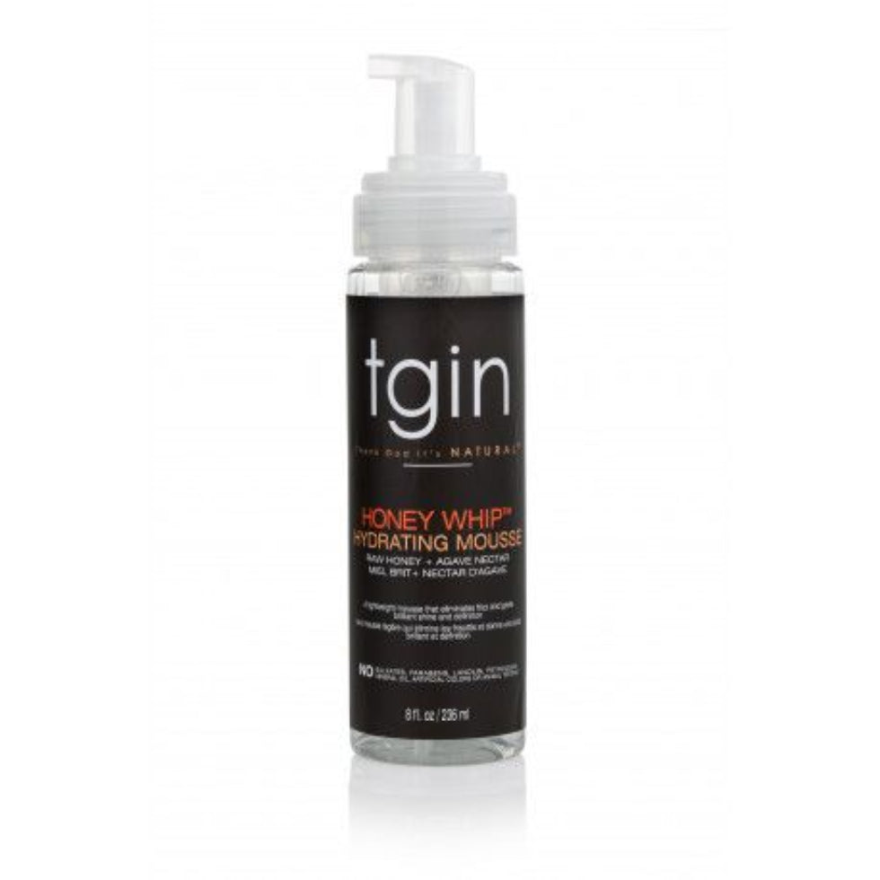 TGIN Honey Whip Hydrating Mousse 8oz for hydrating defining and nourishing curly coily hair