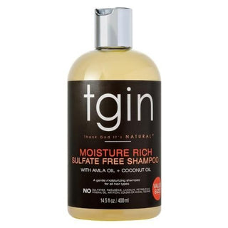 TGIN Moisture Rich Sulfate Free Shampoo 13oz for hydrating cleansing and nourishing all hair types