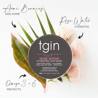 TGIN Rose Water Hydrating Hair Mask 384ml for deep moisture repair and soft healthy curly coily hair