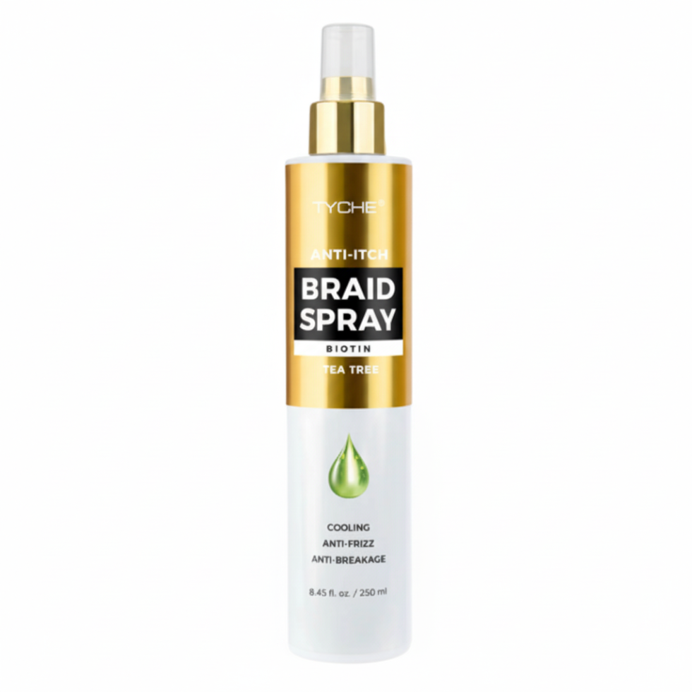 TYCHE biotin anti itch braid oil 250ml tea tree oil scalp care treatment for braids twists locs soothing hydrating lightweight non greasy hair oil for healthy scalp and hair