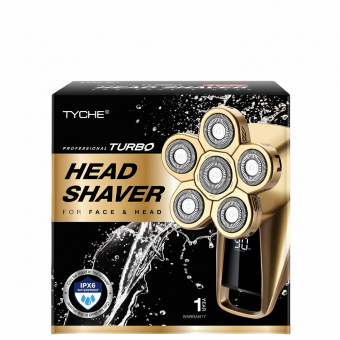 TYCHE 6-Blade Head Shaver | Waterproof LED Electric Razor for Smooth Shave