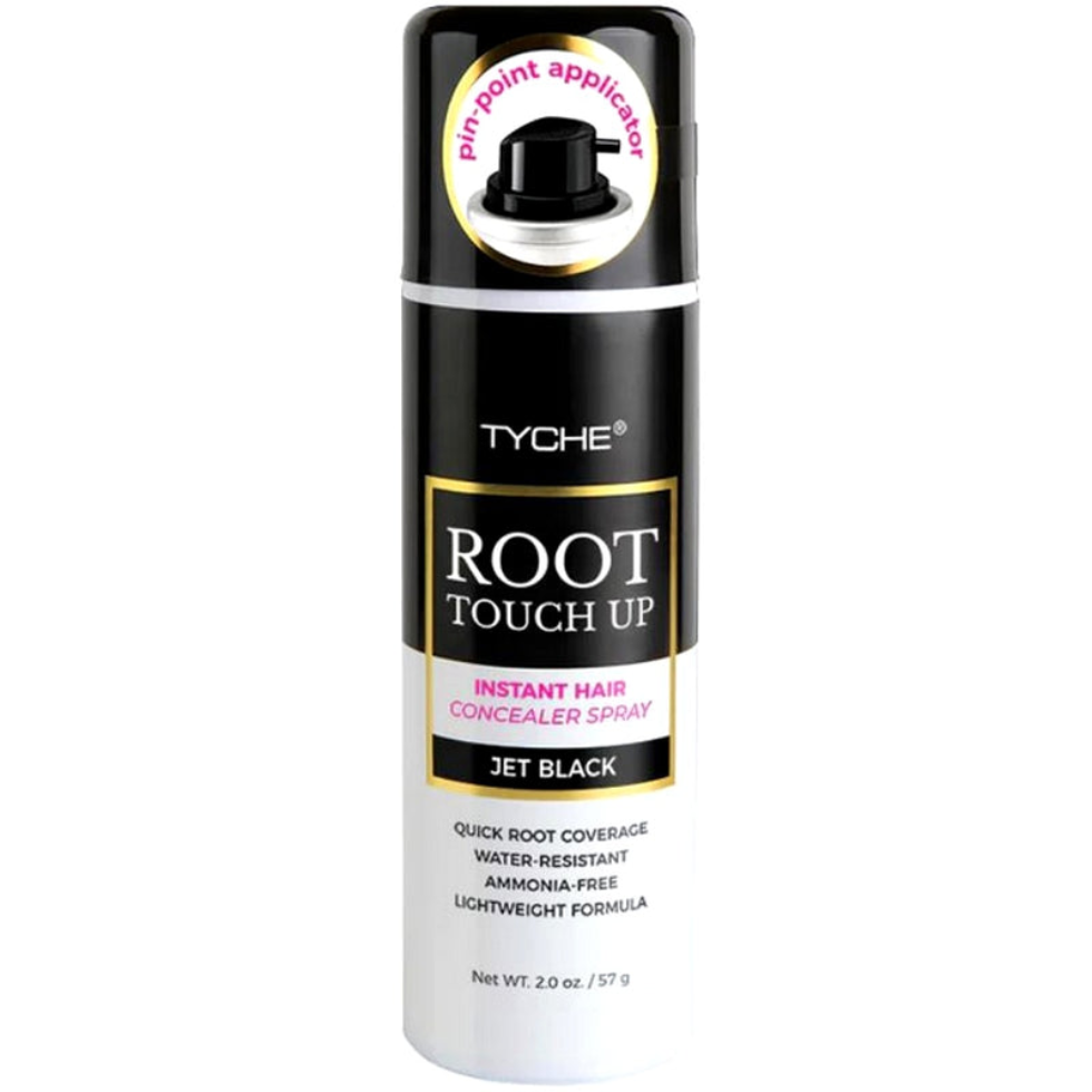 tyche jet black root touch up spray 2oz instant gray coverage deep black hair color spray product