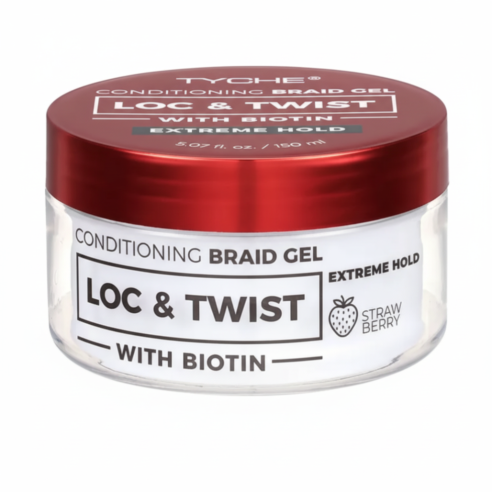 TYCHE conditioning braid gel loc twist 300ml strawberry extreme hold styling gel with biotin for braids locs twists smooth frizz free long lasting protective hairstyles