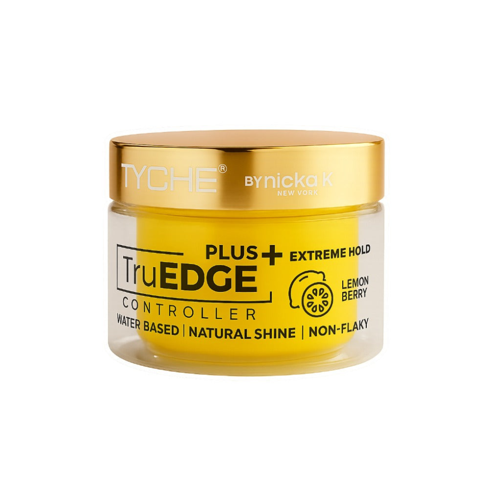TYCHE truedge plus controller 100ml lemon extreme hold edge control gel for sleek smooth long lasting edges with shine no flakes and nourishing oils