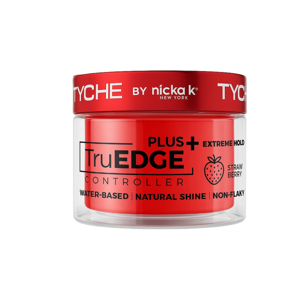 TYCHE truedge plus controller 100ml strawberry extreme hold edge control gel for sleek smooth long lasting edges with shine no flakes and nourishing oils