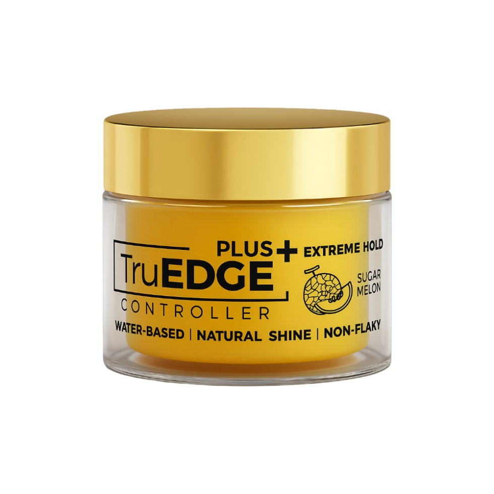 TYCHE truedge plus controller 100ml sugar melon extreme hold edge control gel for sleek smooth long lasting edges with shine no flakes and nourishing oils