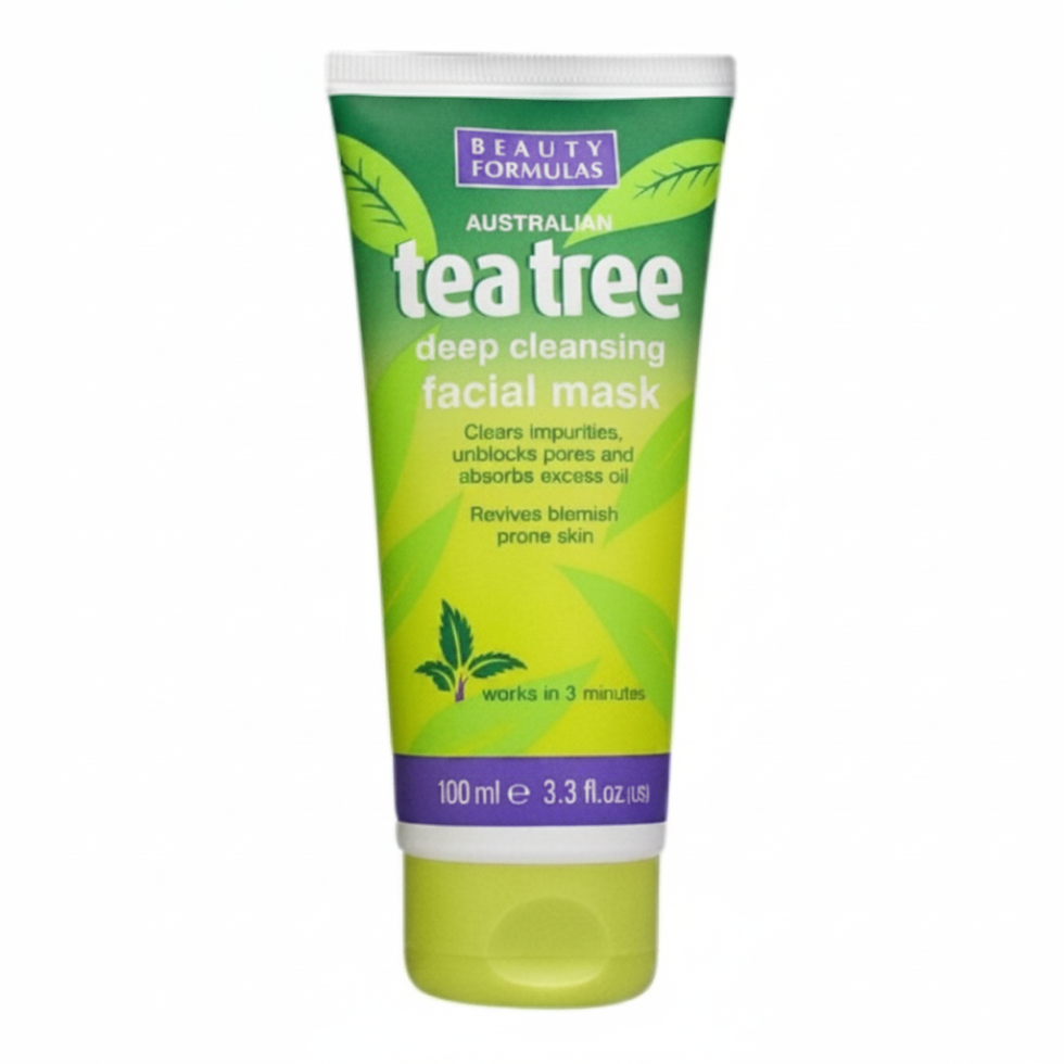 Tea tree deep cleansing clay mask 100ml purifying acne care face mask for clear smooth skin