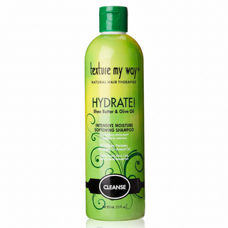 texture my way hydrate shampoo shea butter olive oil moisturizing gentle cleanse soft smooth shiny healthy hair

