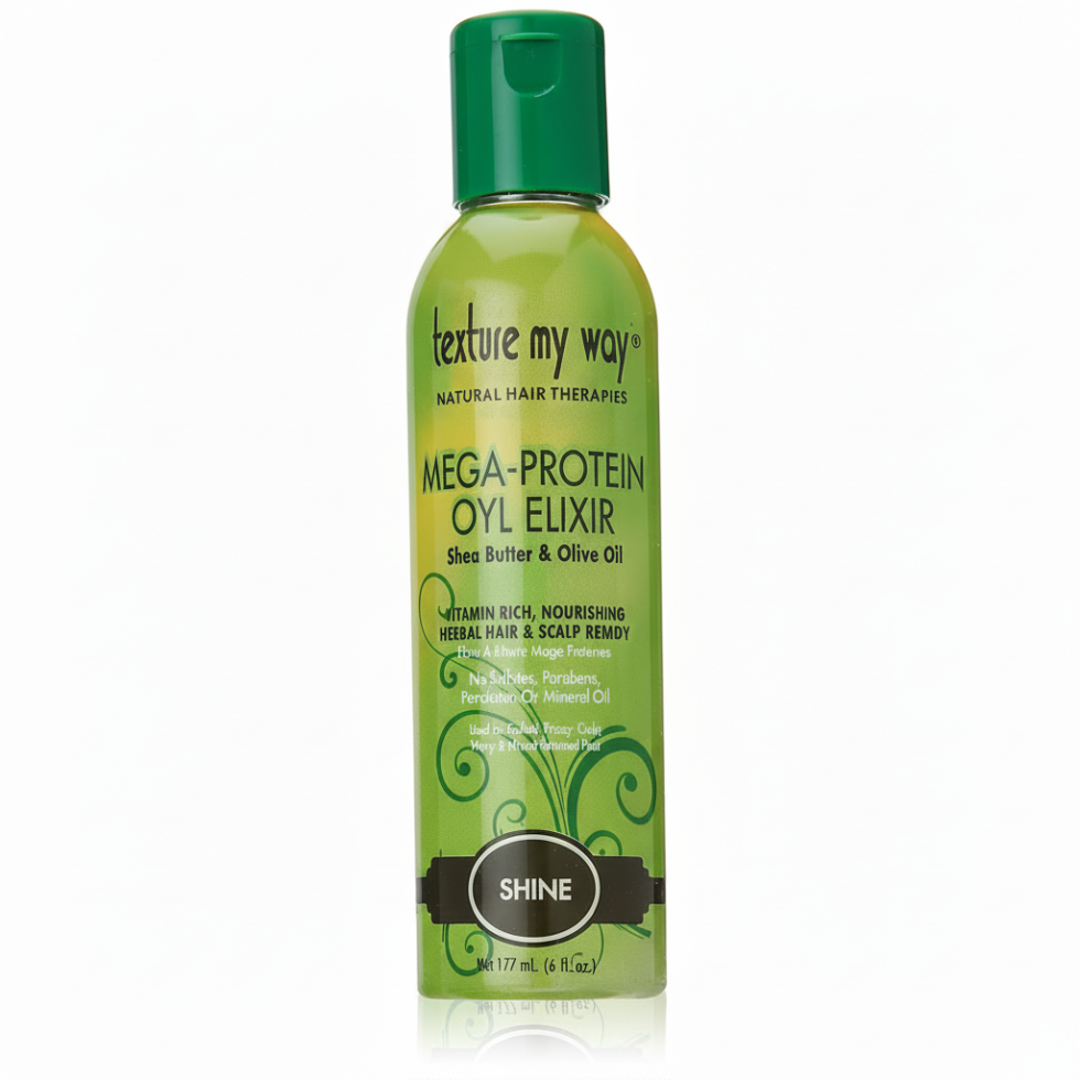 texture my way mega protein oyl elixir shea butter olive oil nourishing shine smooth soft healthy hair
