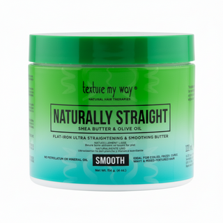 texture my way naturally straight shea butter olive oil smoothing butter heat protection sleek shiny smooth hair
