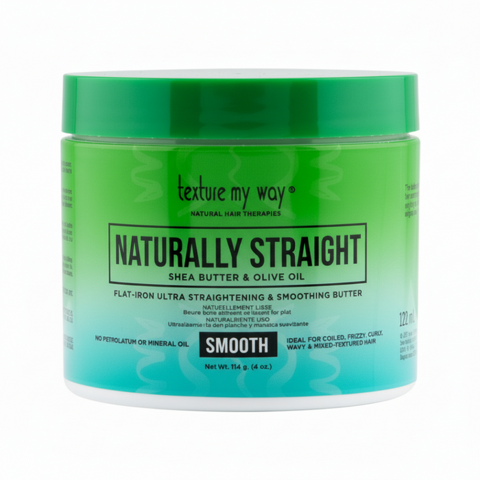 texture my way naturally straight shea butter olive oil smoothing butter heat protection sleek shiny smooth hair
