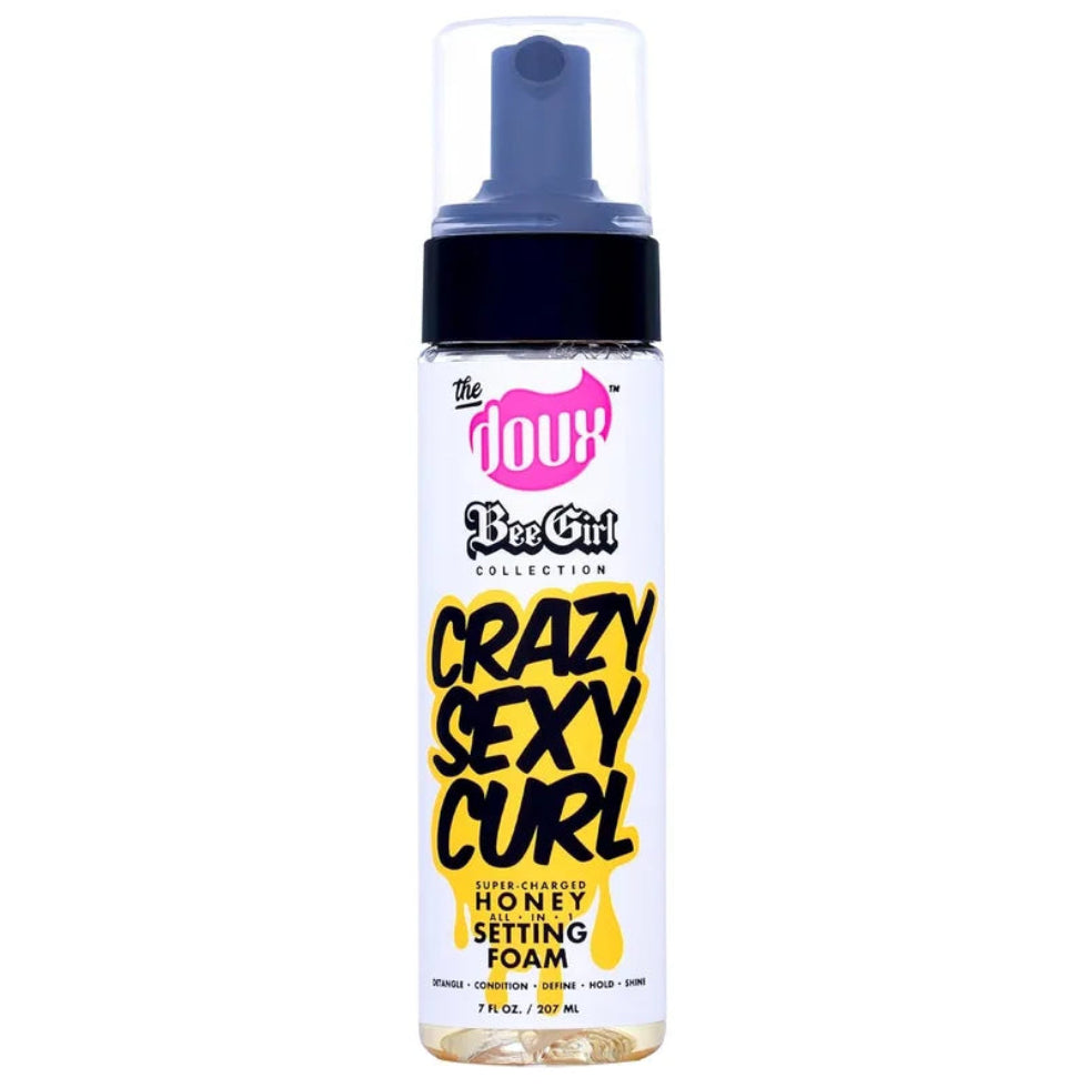 the doux bee girl honey setting foam 7oz define set curls frizz control shine lightweight soft hold