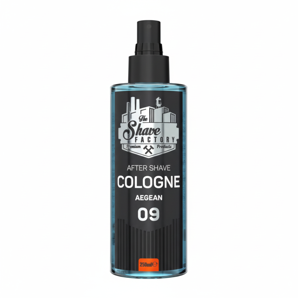 the shave factory after shave cologne aegean 09 250ml cooling fresh marine post shave skin care cologne

