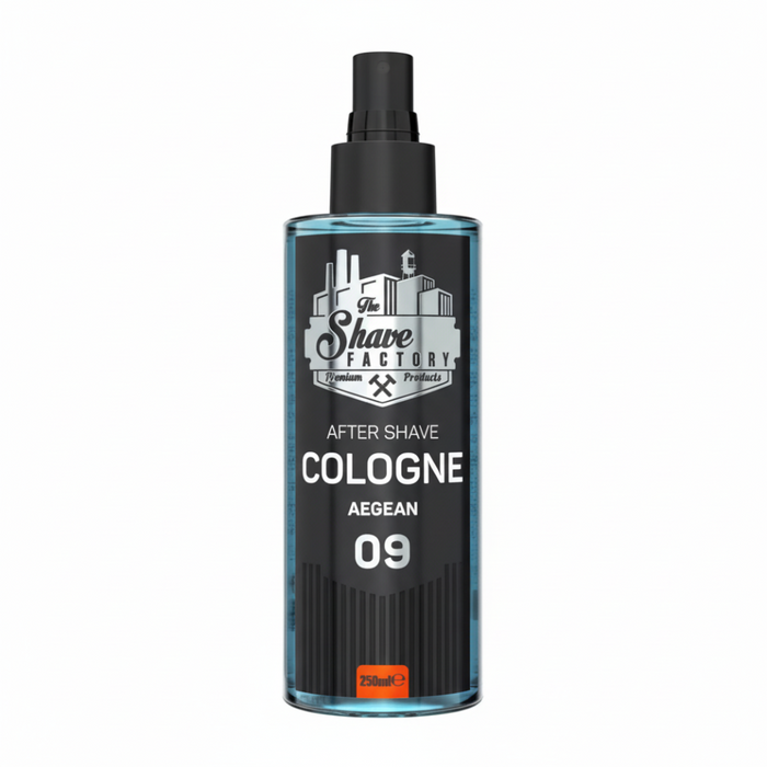 the shave factory after shave cologne aegean 09 250ml cooling fresh marine post shave skin care cologne
