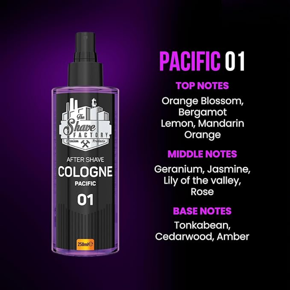 the shave factory after shave cologne pacific 01 250ml cooling fresh aquatic post shave skin care cologne
