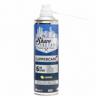 the shave factory clippercare plus 6in1 lemon spray 500ml clipper blade cleaner cooling lubricating disinfecting barber spray
